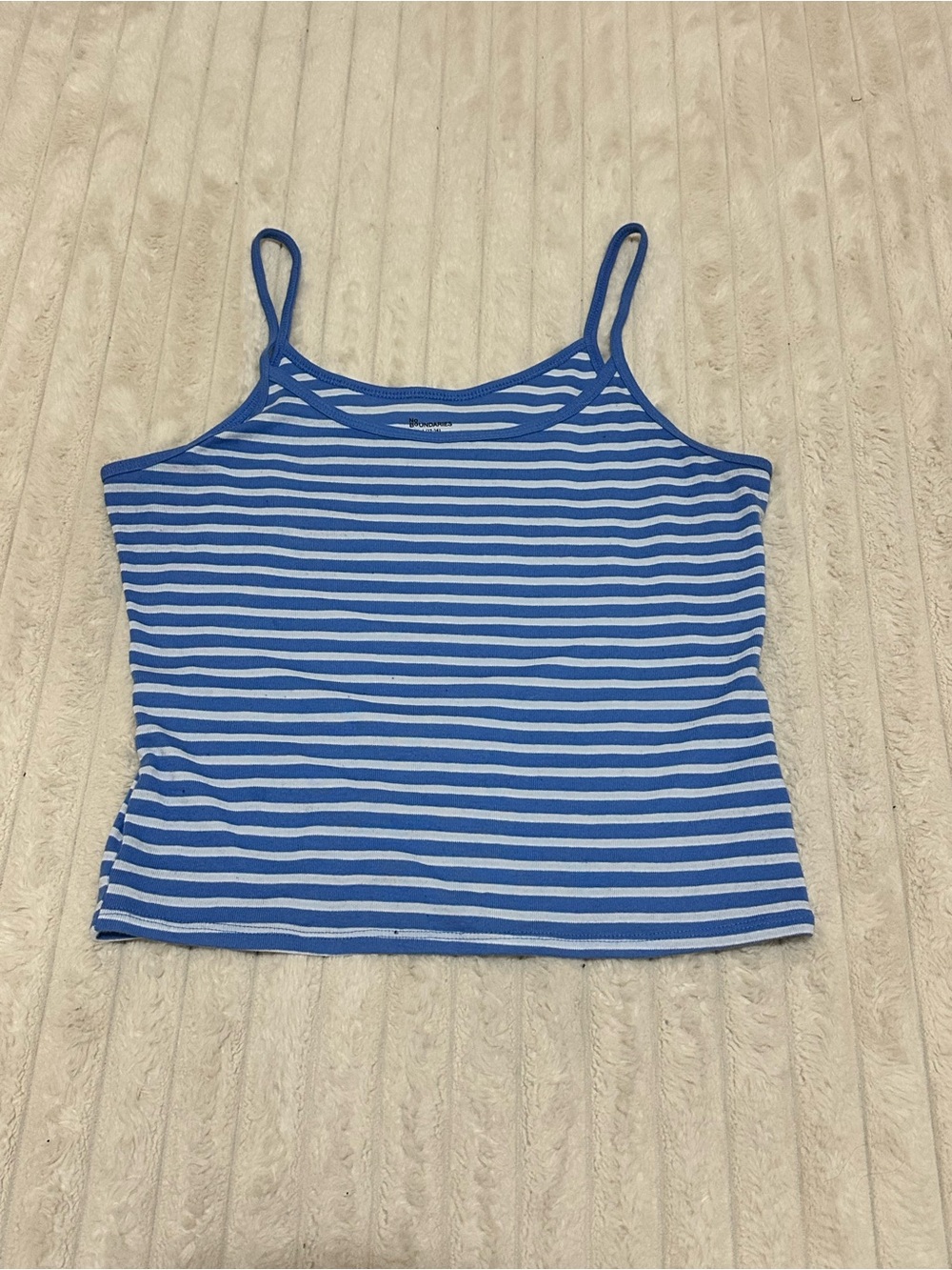 Blue & White Striped Spaghetti Tank Tops